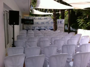 Sound and monitor TV rental for a High Care International Hospital conference in Marbella, Marbella.